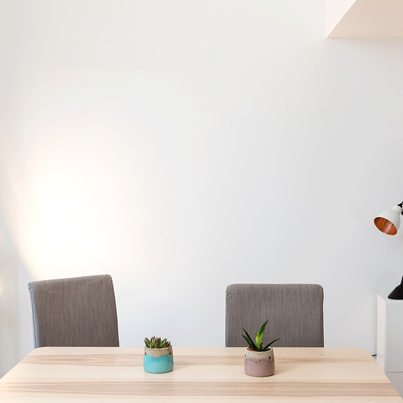 gif creating a wall feature of different size canvases for spring