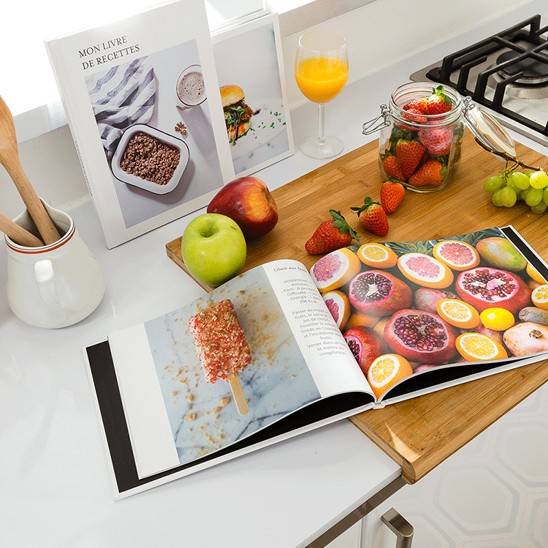 personalised recipe book moving fruit in the kitchen