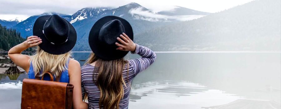 Girls traveling mountains