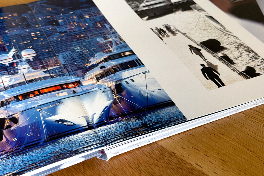An open spread from Charl van Rooy's photo book demonstrates how the layflat format lets images stretch seamlessly across the page, making his photography portfolio easier to present.