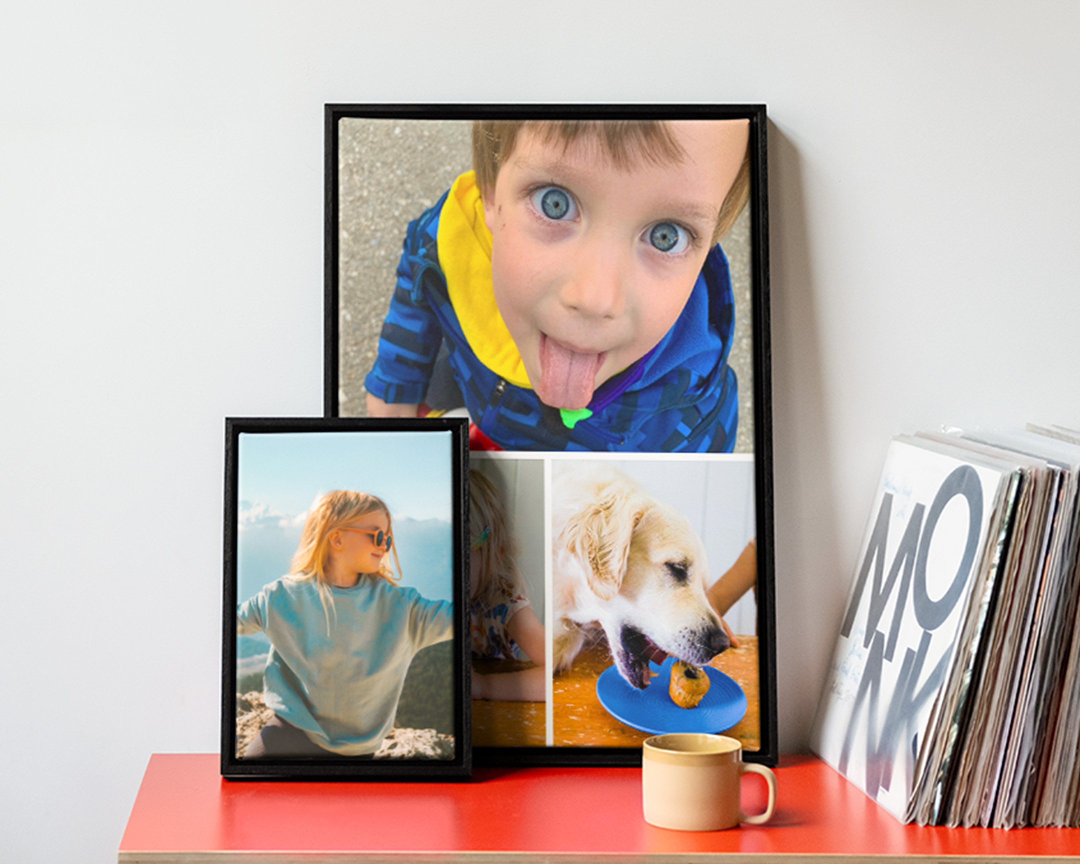 Selected wall art displaying collage and non-collage images