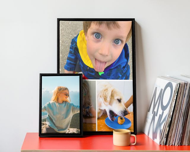 Selected wall art displaying collage and non-collage images