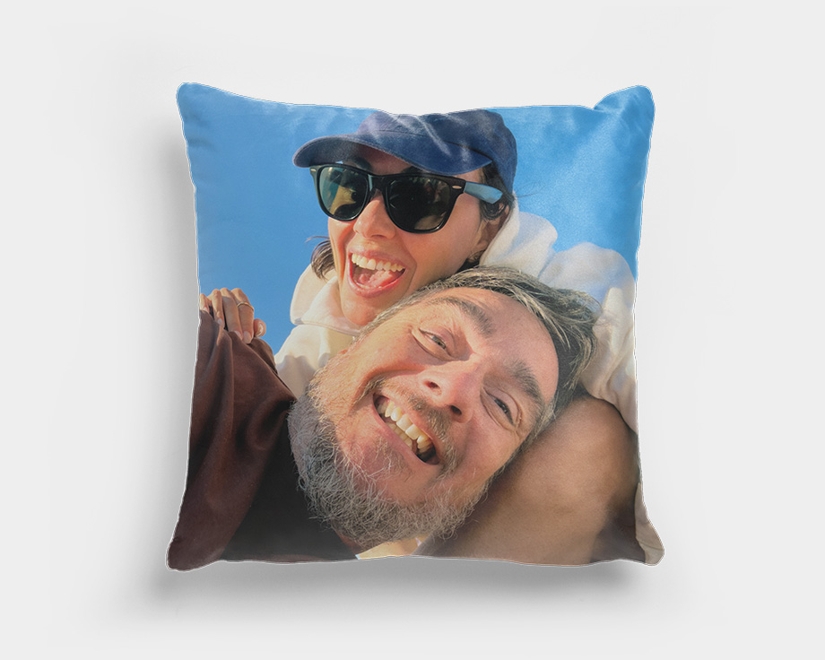 Photo cushion featuring couple's selfie
