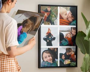 A woman admiring personalised wall art pieces