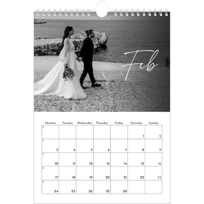 A4 Photo Calendar — Elegant script [February]