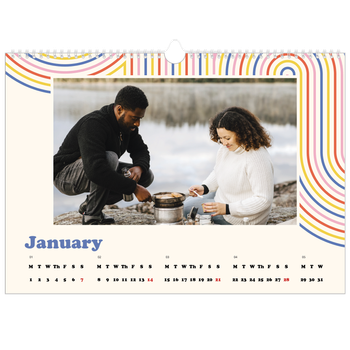 A3 Landscape Photo Calendar — Retro stripes