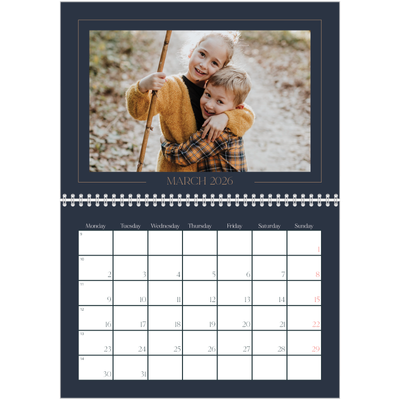 A4 Double Photo Calendar — Prussian blue [March]