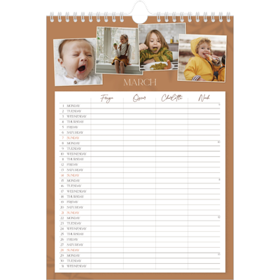 A4 Family Planner — Down to earth Planner - Family of 4 [March]