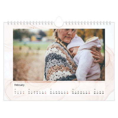 A4 Landscape Photo Calendar — Paper marbling [February]