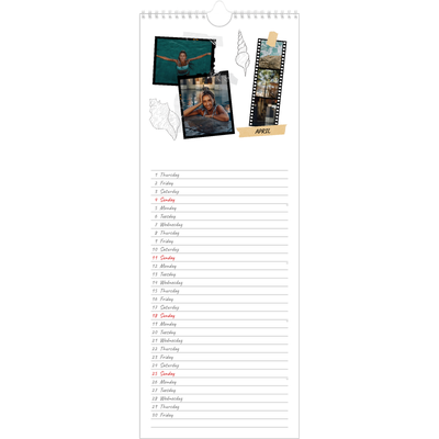 Slim Calendar  — Scrapbook flair [April]