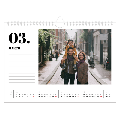 A4 Landscape Photo Calendar — Serif and moments [March]