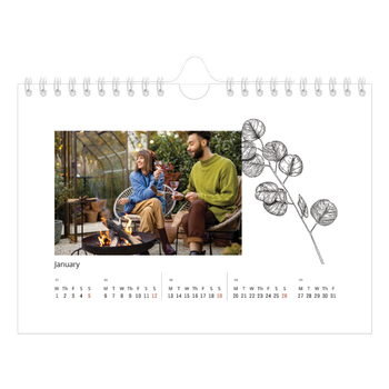 A5 Landscape Photo Calendar — Flower drawings
