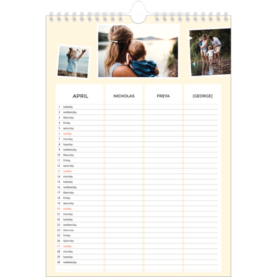 A4 Family Planner — Modern Planner - Family of 3 [April]