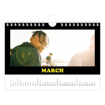 A5 Landscape Photo Calendar — Fun type [March]