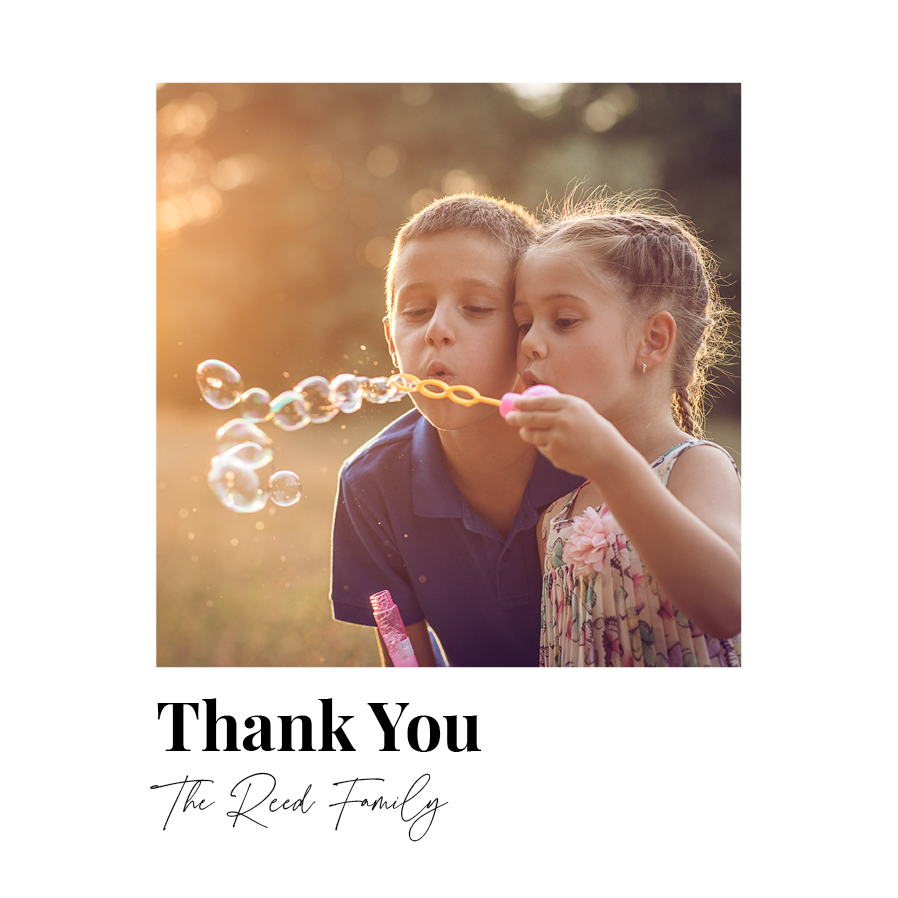 Thank you cards — Sender script