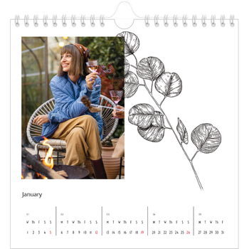 Square Photo Calendar — Flower drawings