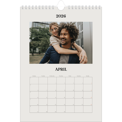A4 Photo Calendar — Simple ivory [April]