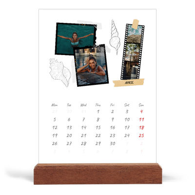 Easel Desk Calendar Portrait  — Scrapbook flair [April]