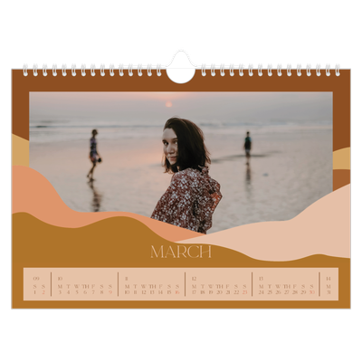 A4 Landscape Photo Calendar — Neutral mountains [March]