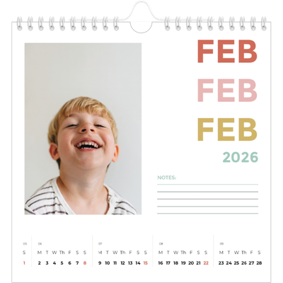Square calendars  — Colourful type [February]