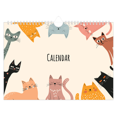 A4 Landscape Photo Calendar — Cat paws and doodles [cover]