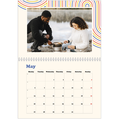 A4 Double Photo Calendar — Retro stripes [cover]