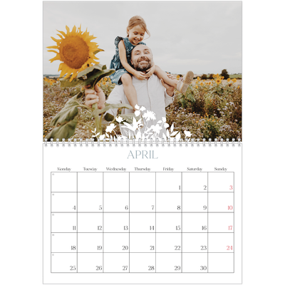 A4 Double Photo Calendar — Flower motif [April]