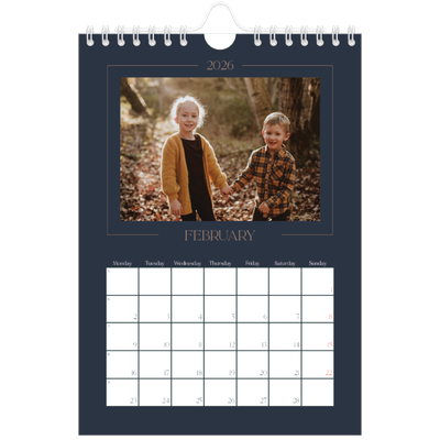 A5 Photo Calendar — Prussian blue [February]