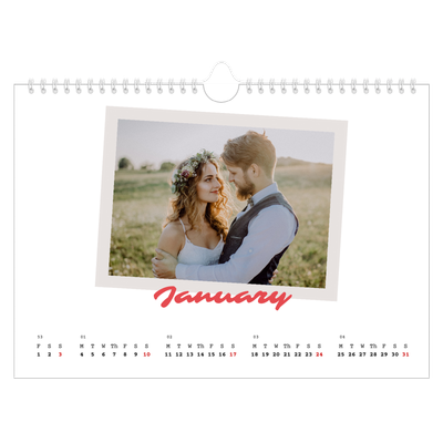 A4 Landscape Photo Calendar — Signed in crimson [January]
