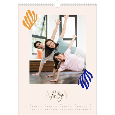 A3 photo calendars — Minimalist coral [May]
