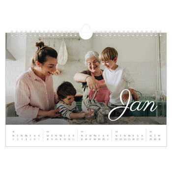 A4 Landscape Photo Calendar — Handwritten month