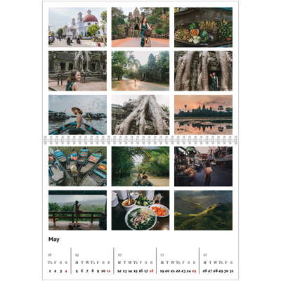 A4 Double Photo Calendar — Picture grid [May]