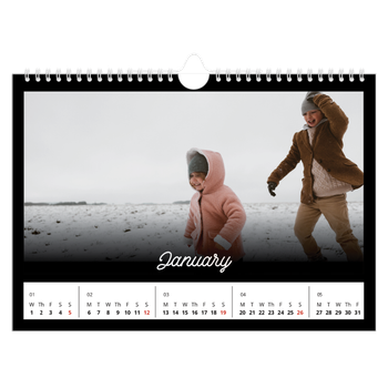 A4 Landscape Photo Calendar — Black minimal