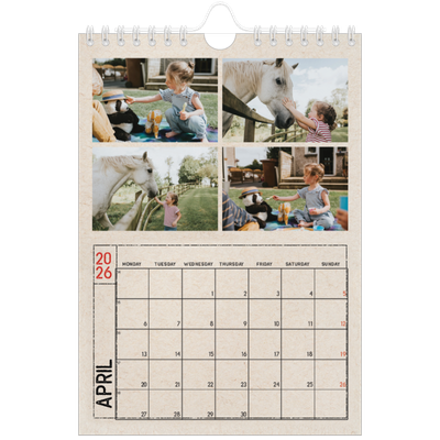 A5 Photo Calendar — Craft stamp effect [April]
