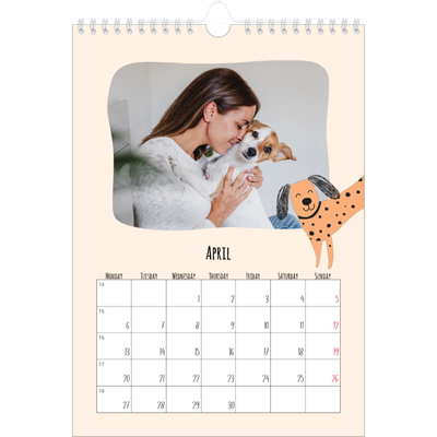 A4 Photo Calendar — Dog paws and doodles [April]