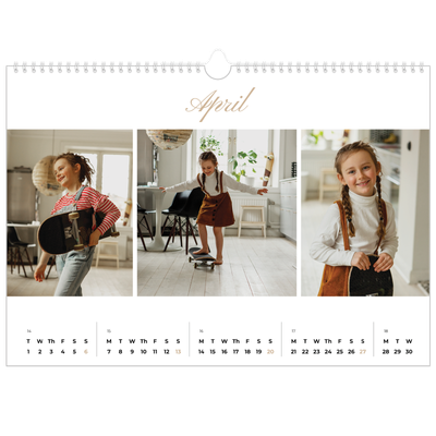 A3 Photo Calendar — Photo strip boxes [April]