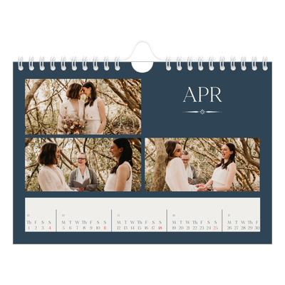 A5 Landscape Photo Calendar — Slate and serifs [April]