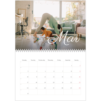 A4 Double Photo Calendar — Handwritten month [March]