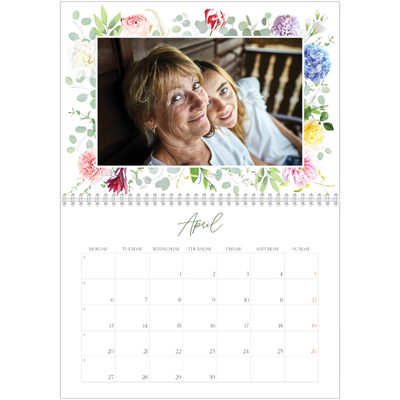 A4 Double Photo Calendar — Traditional flowers [April]
