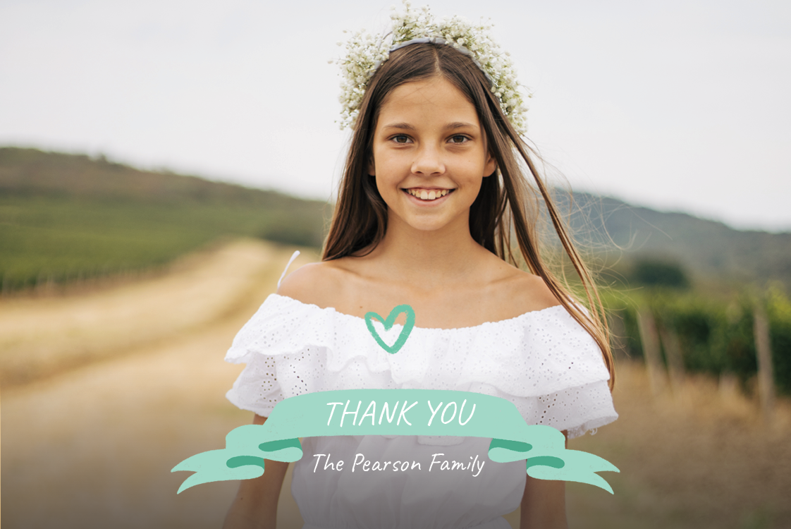 Thank you cards — Turquoise banner