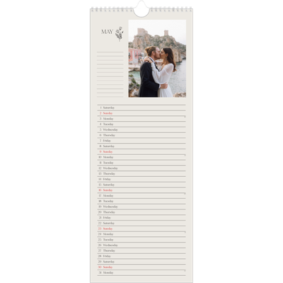 Slim Calendar  — Initials in bloom [May]