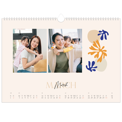 A3 Photo Calendar — Minimalist coral [March]