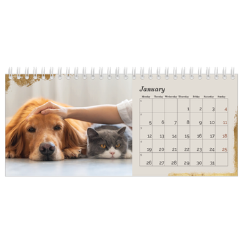 Desk Photo Calendar — Gold leaf