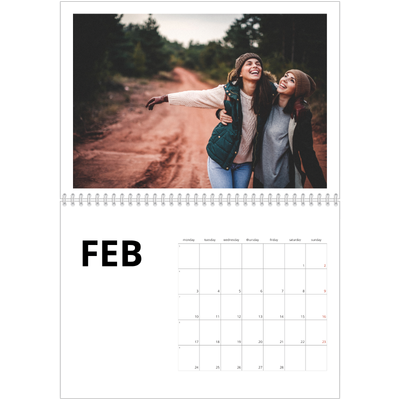 A4 Double Photo Calendar — White space [February]