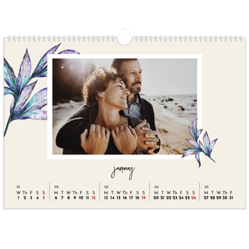 A3 Landscape Photo Calendar — Painted flowers