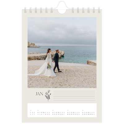 A5 Photo Calendar — Initials in bloom [January]
