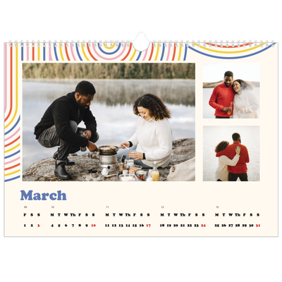 A3 Photo Calendar — Retro stripes [March]
