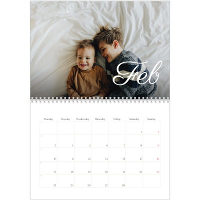 A4 Double Photo Calendar — Handwritten month [February]