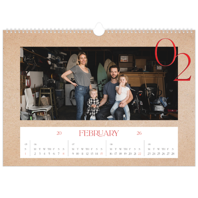 A3 Photo Calendar — Pops of red [February]
