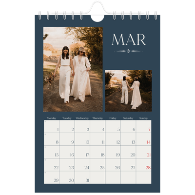 A5 Photo Calendar — Slate and serifs [March]
